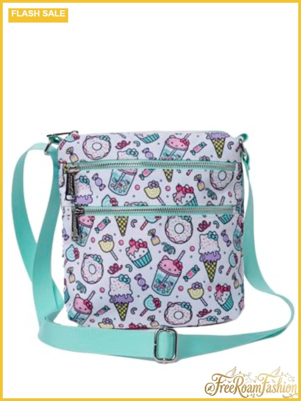 Loungefly Hello Kitty Nylon Crossbody Shoulder Passport Bag Purse